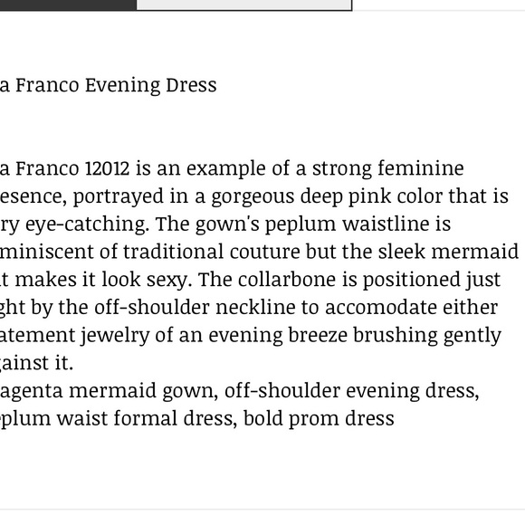 Gia Franco NAVY 12012 Peplum Mermaid long Gown size 14 NWOT - Picture 7 of 8